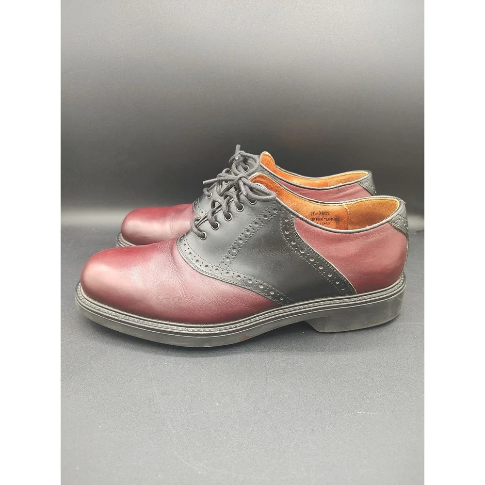 Johnston & Murphy Passport Mens 11 M Burgundy Black Leather Saddle Shoes 20-2801